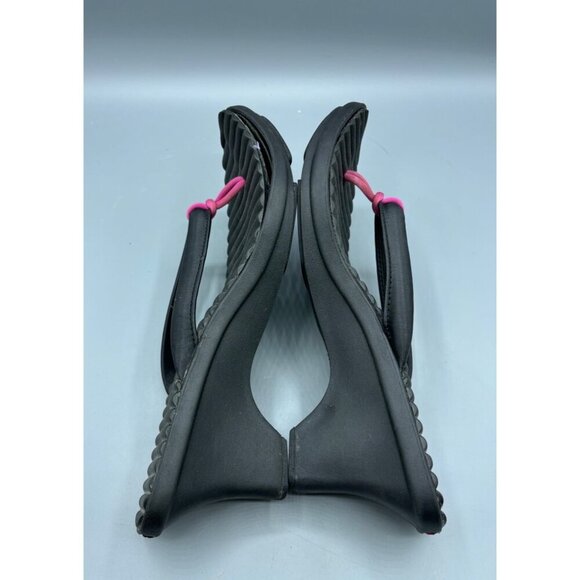 Crocs Womens Black‎ Cabana Wedge Flip Flops Size 10 Black & Pink - Picture 5 of 7